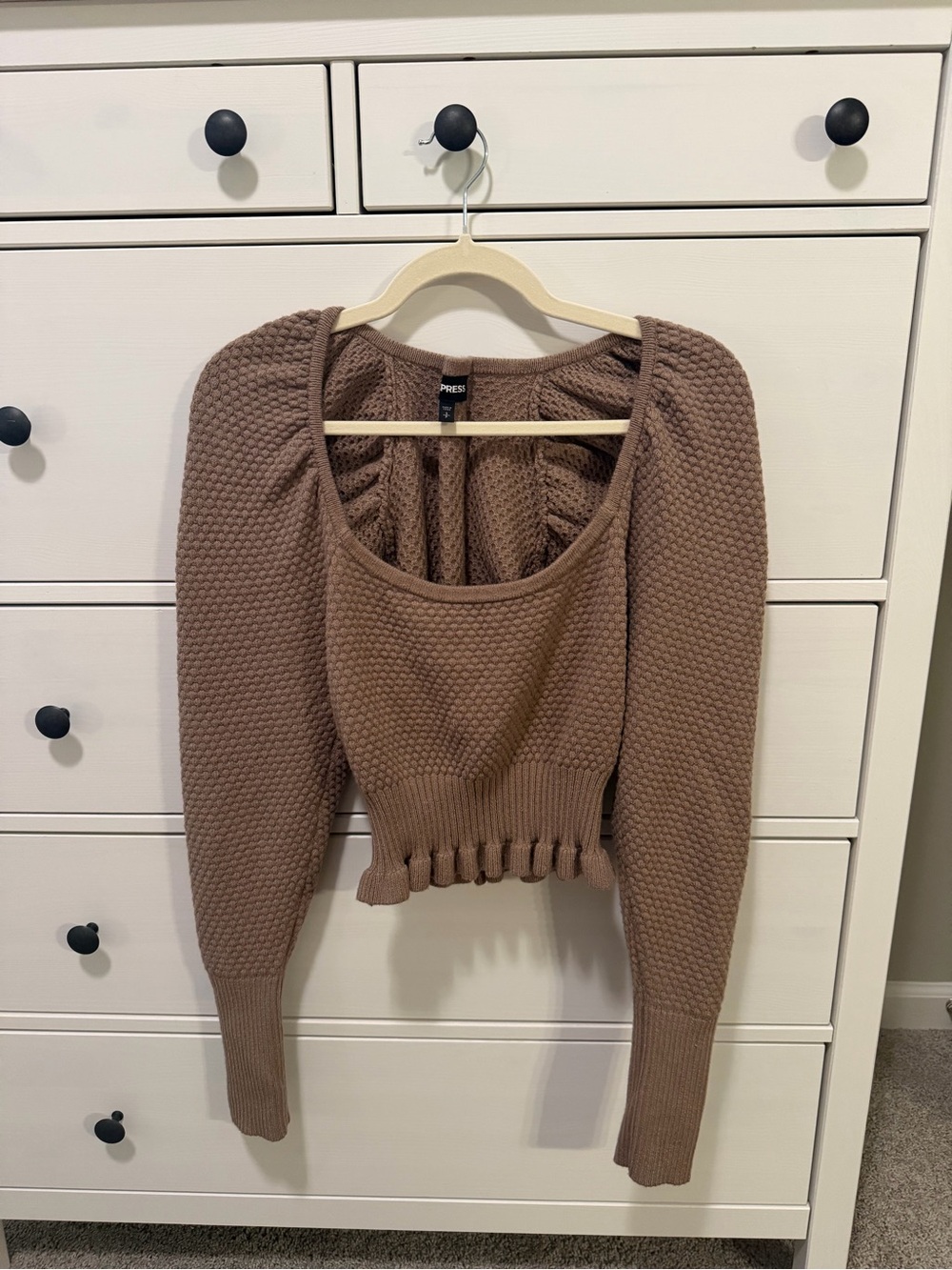 Express Taupe Cable Knit Scoop Neck Sweater